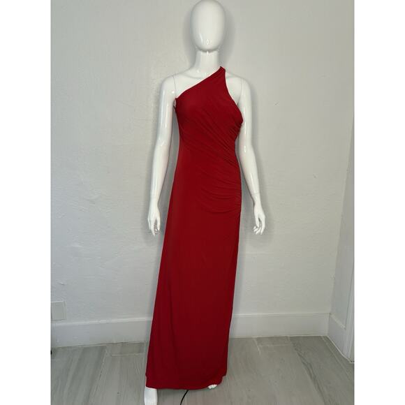 Cache red one-shoulder evening gown - Picture 2 of 5
